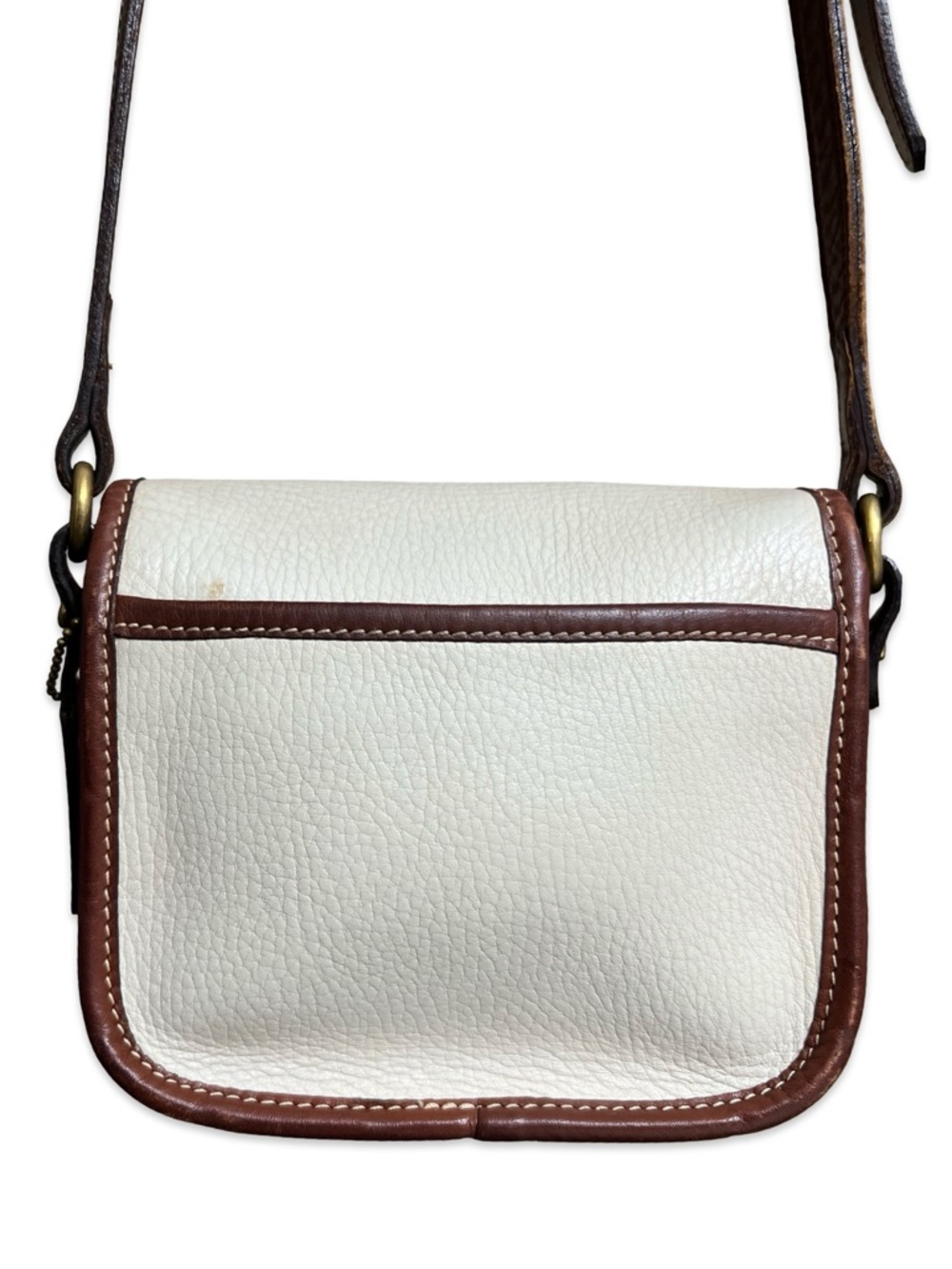 90s Vintage COACH Durham Mini Bag in Bone with Tan Trim - Picture 10 of 16